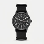 Herrenuhr im Military-Stil mit NATO-Armband, 4,2 cm, 24-Stunden-Anzeige