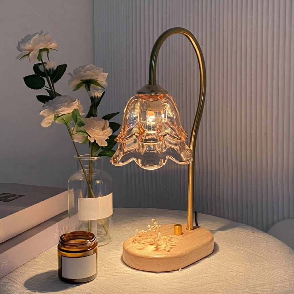 Kerzenwärmer-Lampe Maiglöckchen mit Glasschirm
