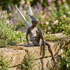 Garden Figurine Sitting Fairy Made of Resin