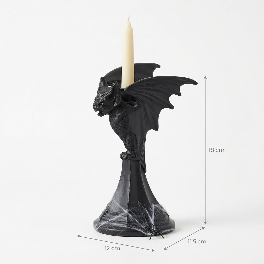 Gothic-style resin candle holder with animal motif