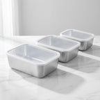 3-piece set of stainless steel food storage containers with airtight lids