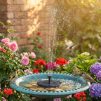 Solar-Springbrunnen — kabellos, 4 Düsen, für Vogelbad, Teich & Pool