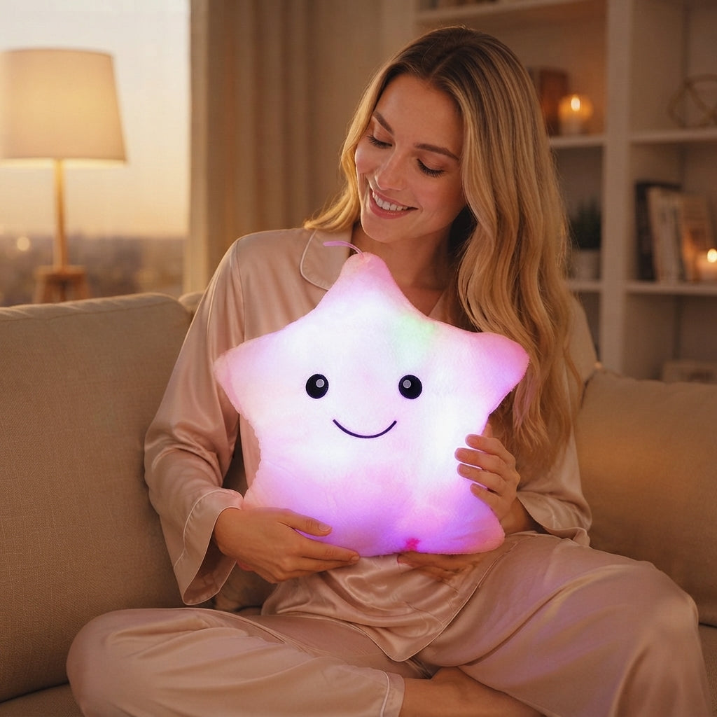 Leucht-Stern-Kissen mit LED-Licht