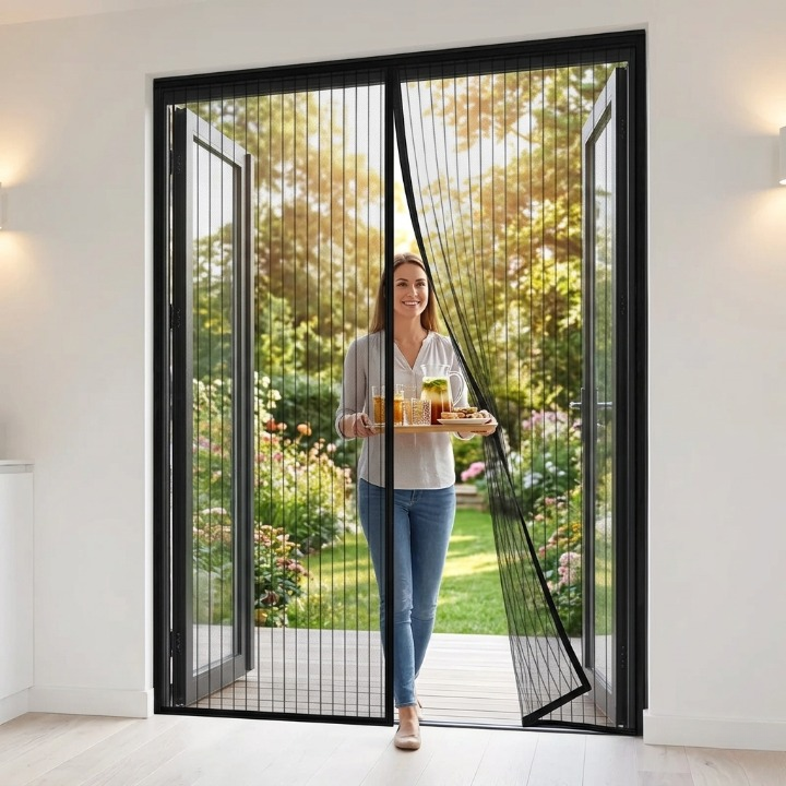 Magnetischer Türvorhang 100 × 210 cm – Fliegenschutz, Montage ohne Bohren