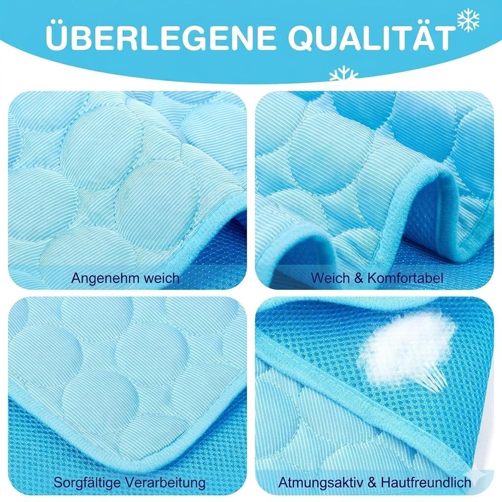 Kühlmatte Hund – Selbstkühlend, Waschbar, Größen XS bis 2XL