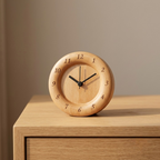Geräuschloser Buchenholz-Wecker — Snooze-Funktion, minimalistisches Design