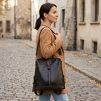 Anti-theft women's backpack, vegan leather, hidden zipper compartment