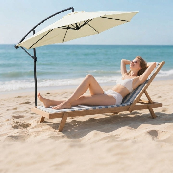 Water-repellent replacement parasol cover with ventilation opening