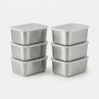 6er-Set Edelstahl-Frischhaltedosen mit Deckel – stapelbar, je 600 ml