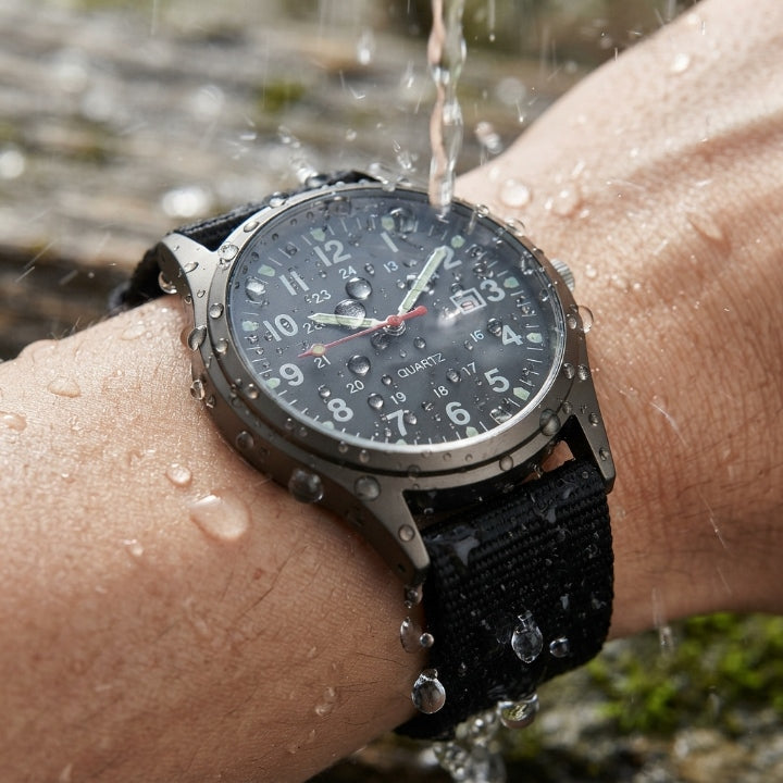 Military Watch with Nylon Strap – Water Resistant, Shockproof & Luminous Hands