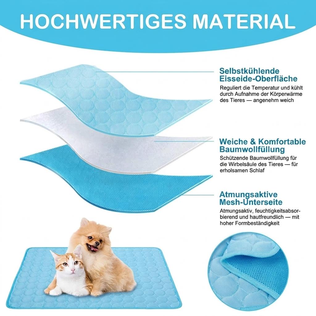 Kühlmatte Hund – Selbstkühlend, Waschbar, Größen XS bis 2XL
