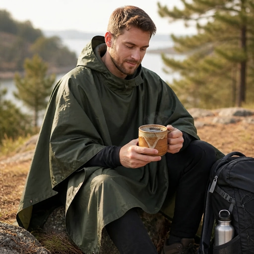 3-in-1 Regenponcho wasserdicht aus Ripstop-Nylon