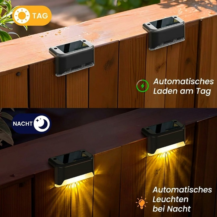 Solar-Terrassenleuchten 4er Set – Bewegungsmelder & IP65