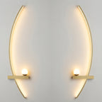 Curved LED wall light, aluminum, 3 light colors, hardwired 220V installation, 55/85 cm, set of 2