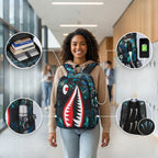 Kinder-Rucksack Hai-Motiv mit USB-Anschluss