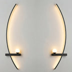 Curved LED wall light, aluminum, 3 light colors, hardwired 220V installation, 55/85 cm, set of 2