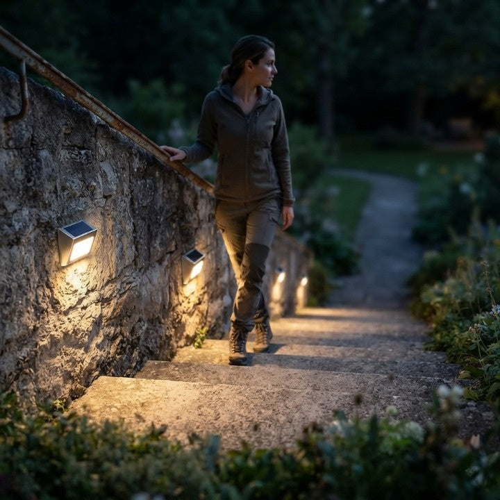 Solar wall light stainless steel weatherproof and automatic