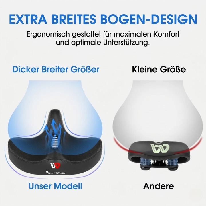 Extra Wide Bicycle Saddle – Ergonomic, Breathable, Suitable for Every Bike Type