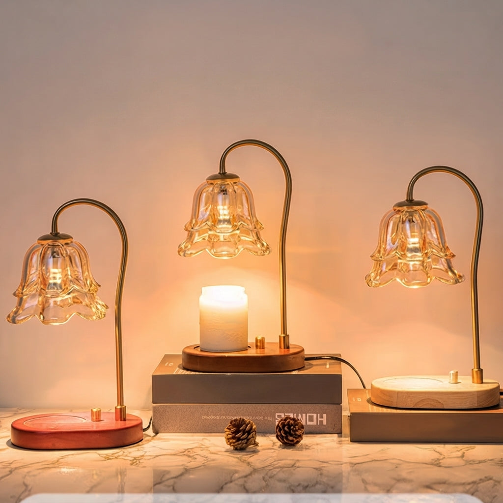 Kerzenwärmer-Lampe Maiglöckchen mit Glasschirm