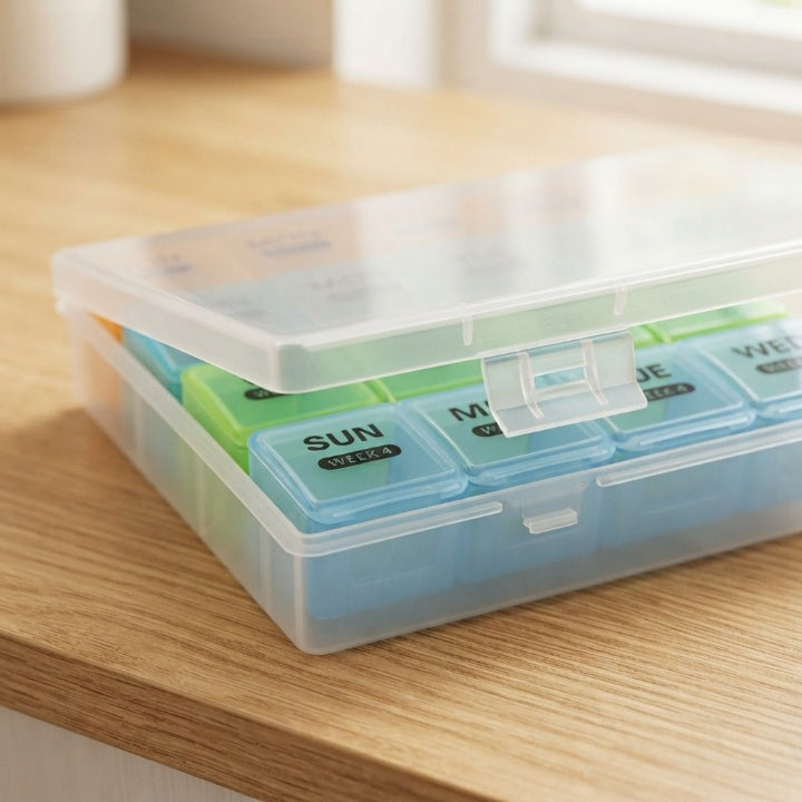 Pillenorganizer mit 28 Fächern – Wochenplaner für Tabletten