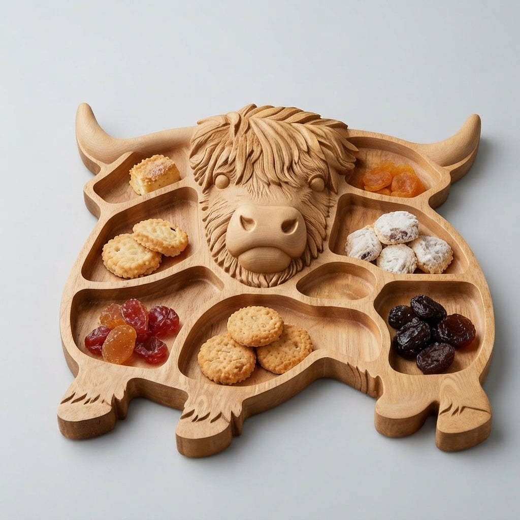 Servierbrett Highland Rind aus Massivholz