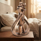 Umarmungs-Skulptur Paar mit Bronzeeffekt, 26 cm, Kunstharz – Dekofigur für Zuhause