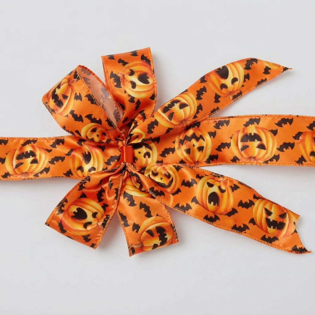 Leuchtende Halloween-Türschleife mit Kürbismotiv