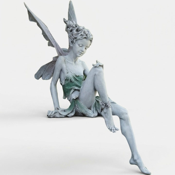 Garden Figurine Sitting Fairy Made of Resin