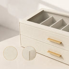 Sonnenbrillen-Organizer PU-Leder 2-stöckig mit Glasdeckel