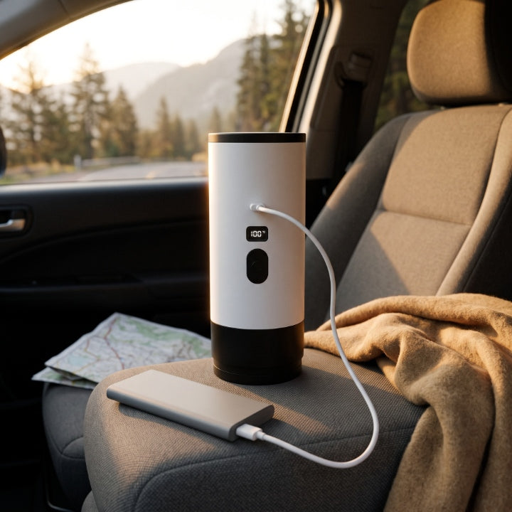 Tragbare Espressomaschine mit Heizfunktion, Akku 7800 mAh, USB-C, 90 ml