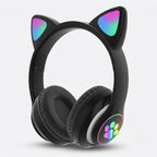 Gaming headset cat ear design with LED lighting