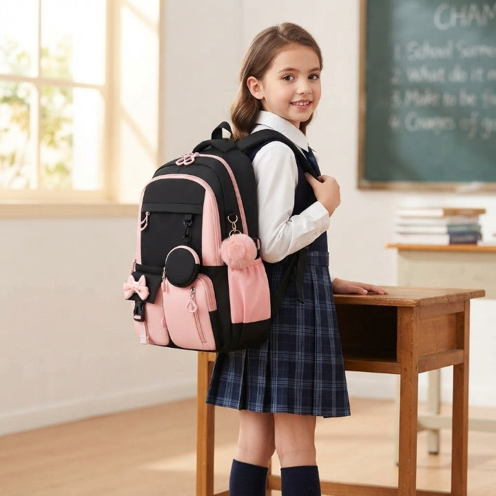 Schulrucksack mit Schleife – Leicht und Geräumig