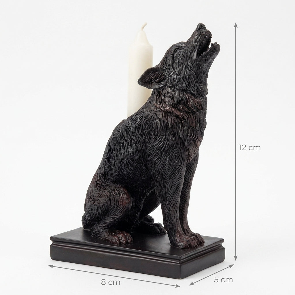 Gothic-style resin candle holder with animal motif