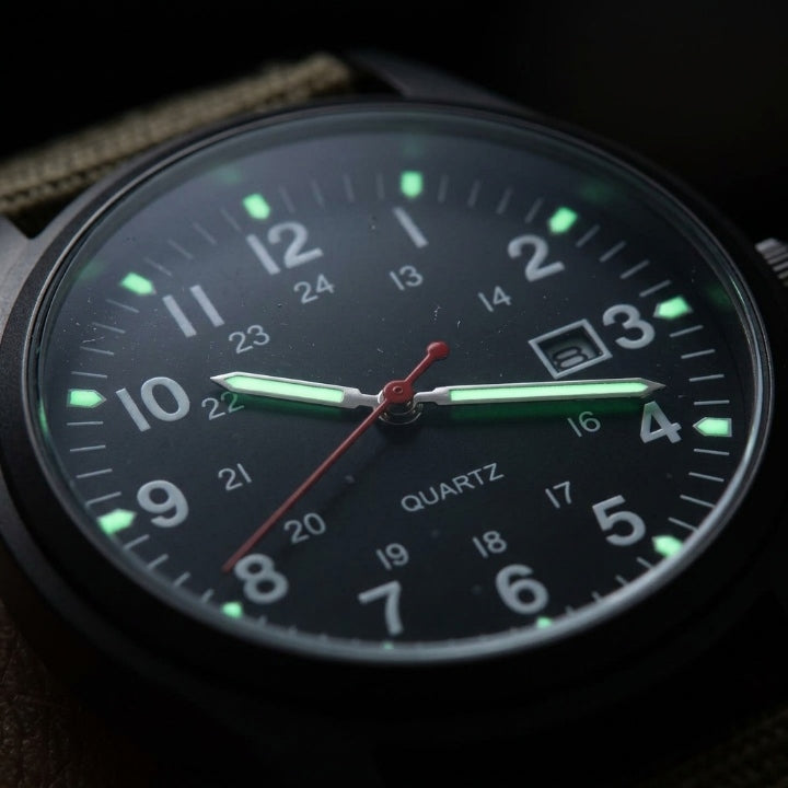 Military Watch with Nylon Strap – Water Resistant, Shockproof & Luminous Hands