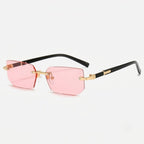 Rimless rectangular sunglasses with UV400 protection