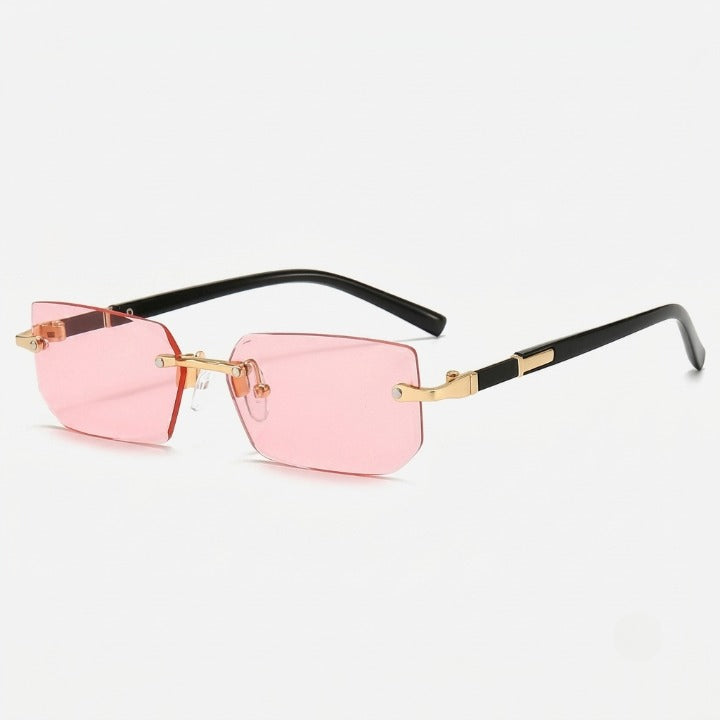 Rimless rectangular sunglasses with UV400 protection