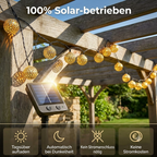 Solar String Lights Moroccan 12m – 100 LED Balls, Warm White, Waterproof
