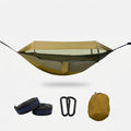 Outdoor hammock with mosquito net and sunshade