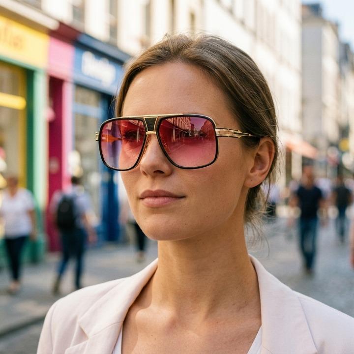 Pilotenbrille – Goldener Metallrahmen, UV400, Übergroße Gläser, 5 Farben