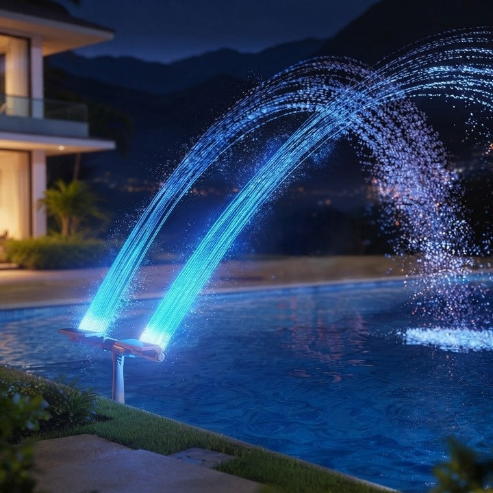 Solar Pool Fountain with RGB LED Light – Double Arch, Remote Control