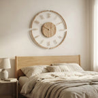 Round Wooden Wall Clock with Silent Movement