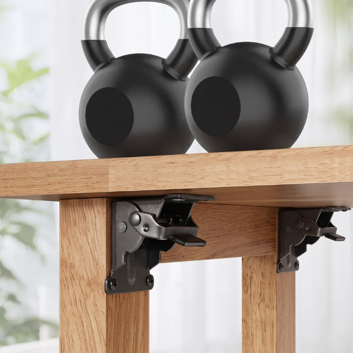 Heavy-duty folding bracket for table legs, 2 pieces, self-locking, up to 225 kg
