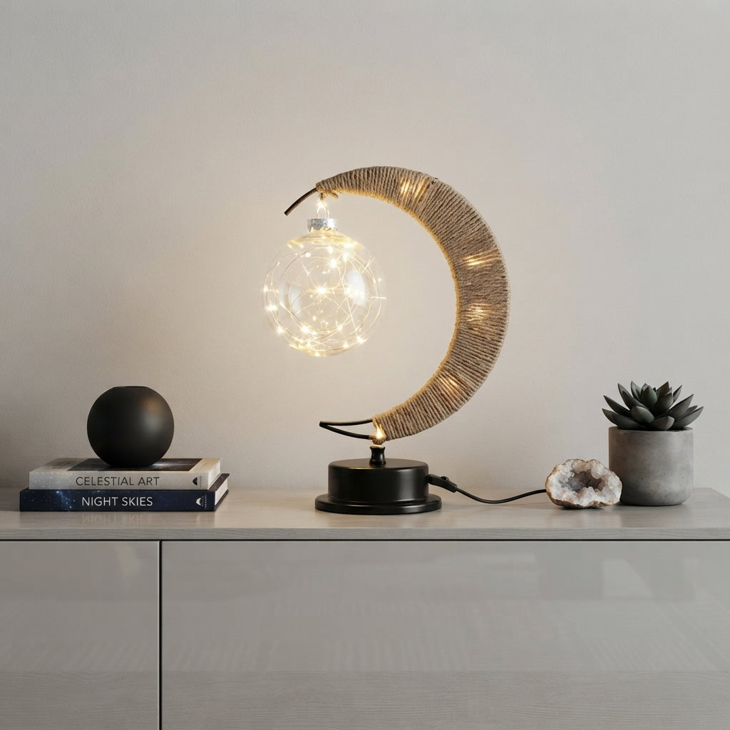 Mondlampe mit Farbwechsel und Holzständer