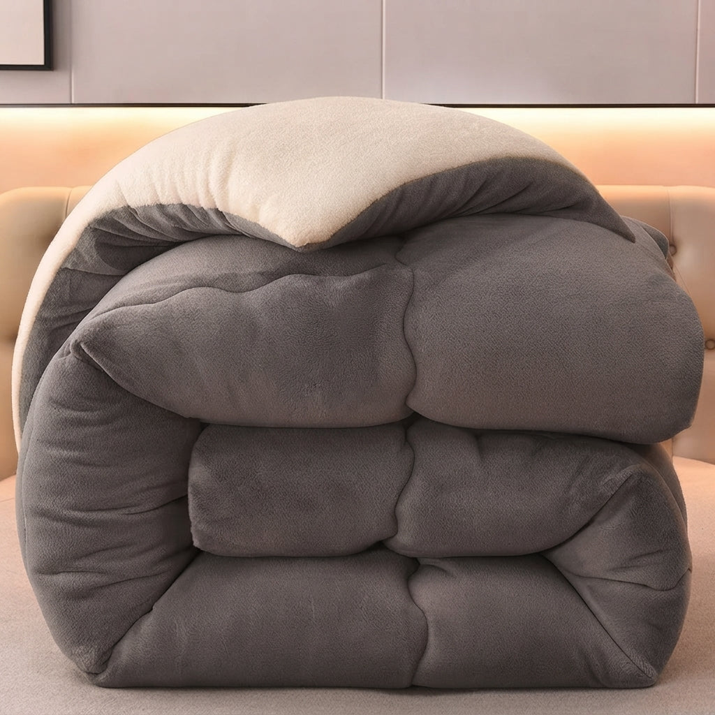 Winterdecke Flanell-Fleece mit Wollfüllung