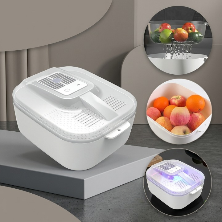 Obst- und Gemüse-Waschbox mit Abtropfkorb und Deckel