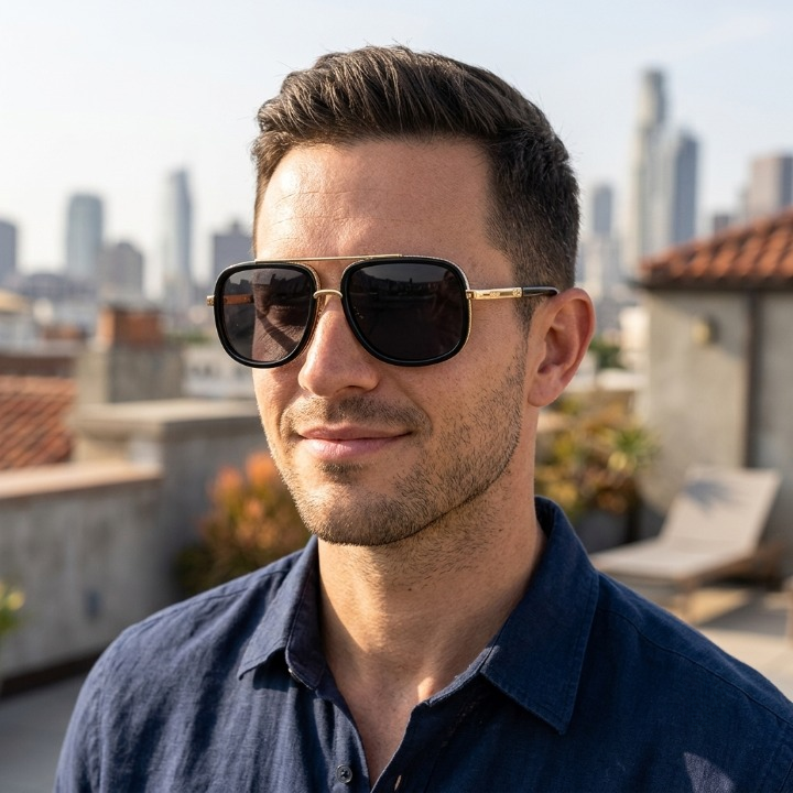 Men's Aviator Sunglasses – Polarized, UV400 Protection, Lightweight Metal Frame