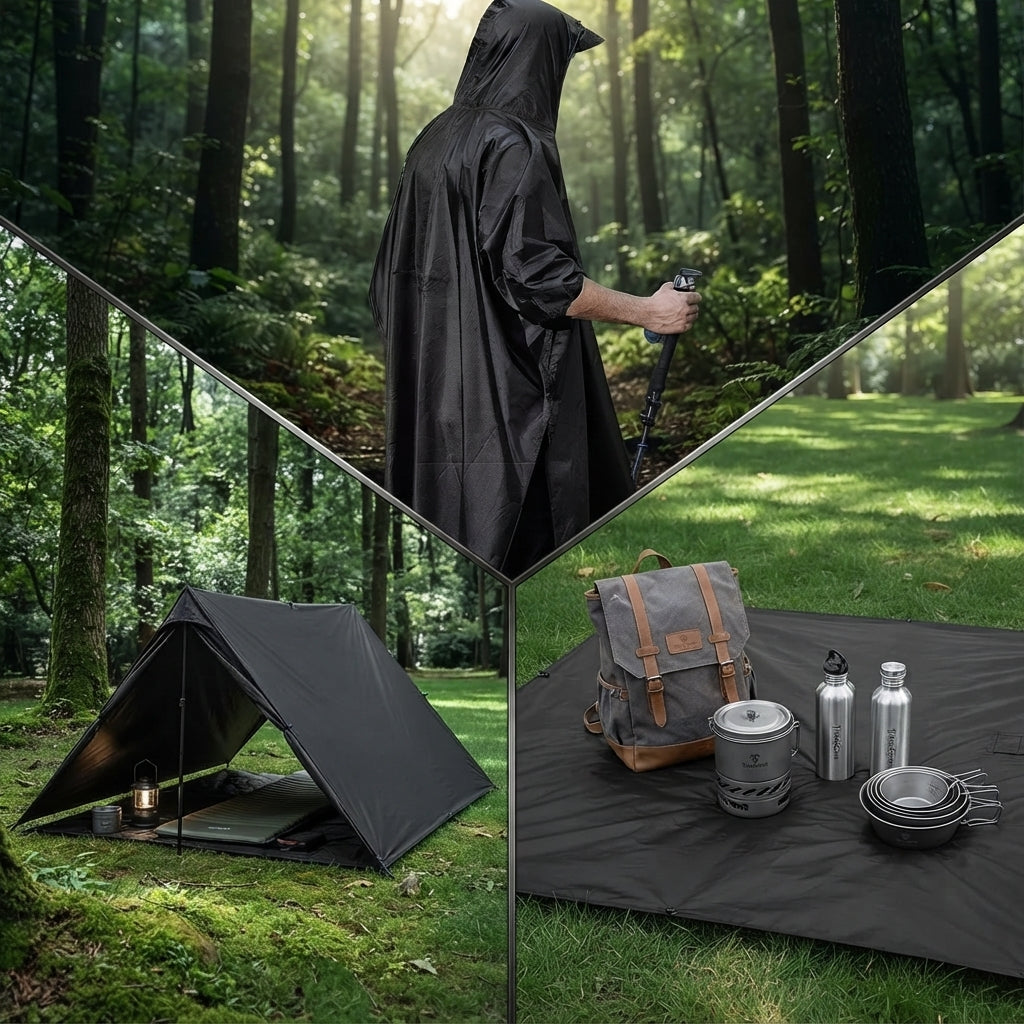 3-in-1 Regenponcho wasserdicht aus Ripstop-Nylon