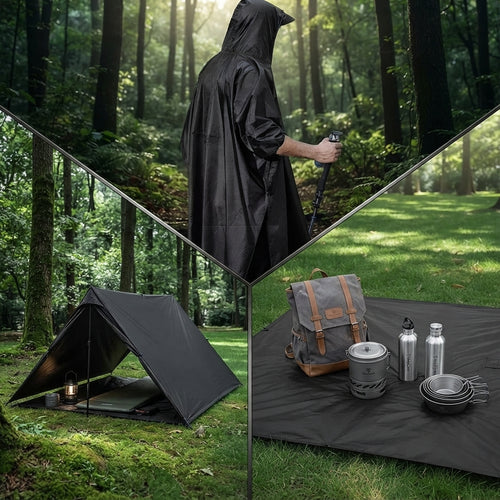 3-in-1 Regenponcho wasserdicht aus Ripstop-Nylon
