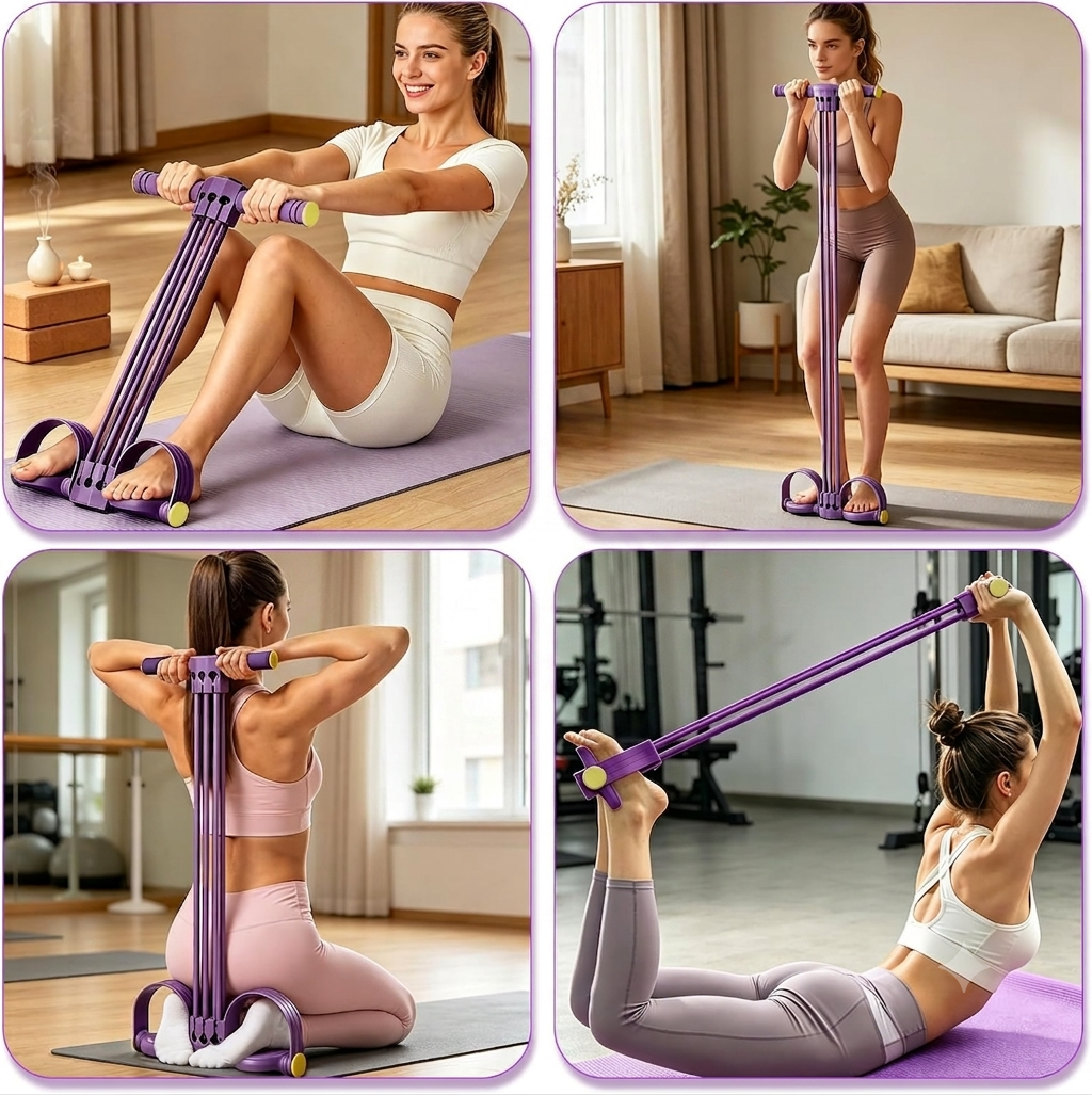 Ganzkörper-Fitnessband mit Fußstützen – Zuhause effektiv trainieren