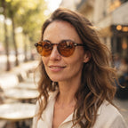 Round polycarbonate sunglasses with UV400 & polarization, 139 mm, retro design, 4 colors